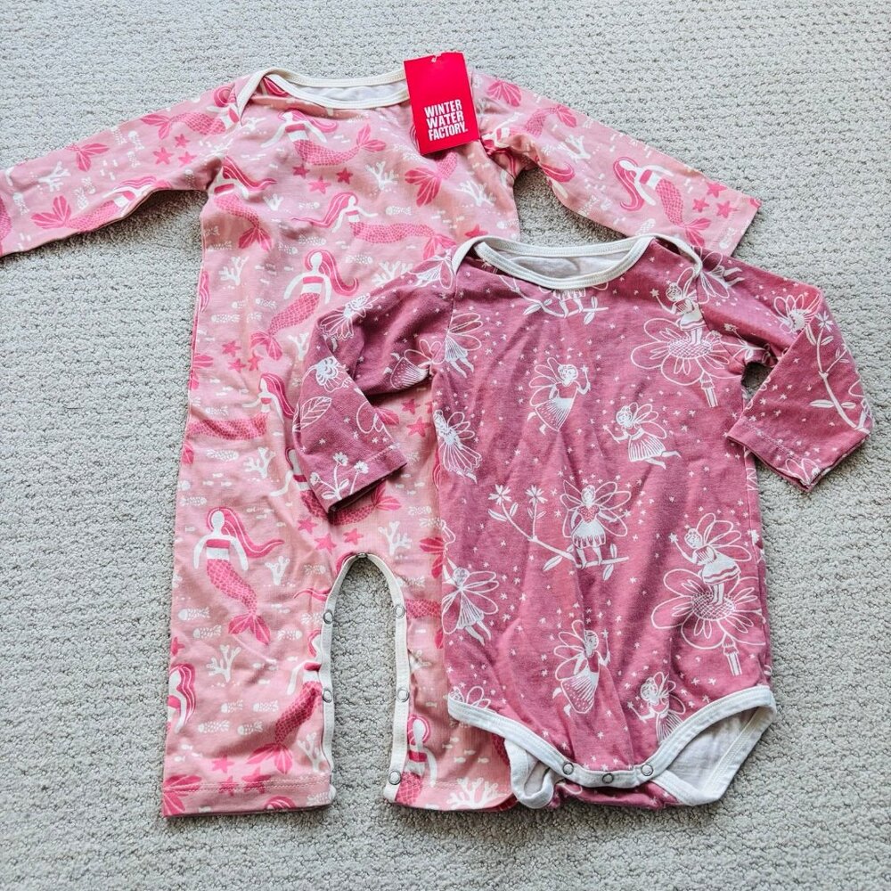 Winter water factory pink mermaid and fairy organic cotton bundle